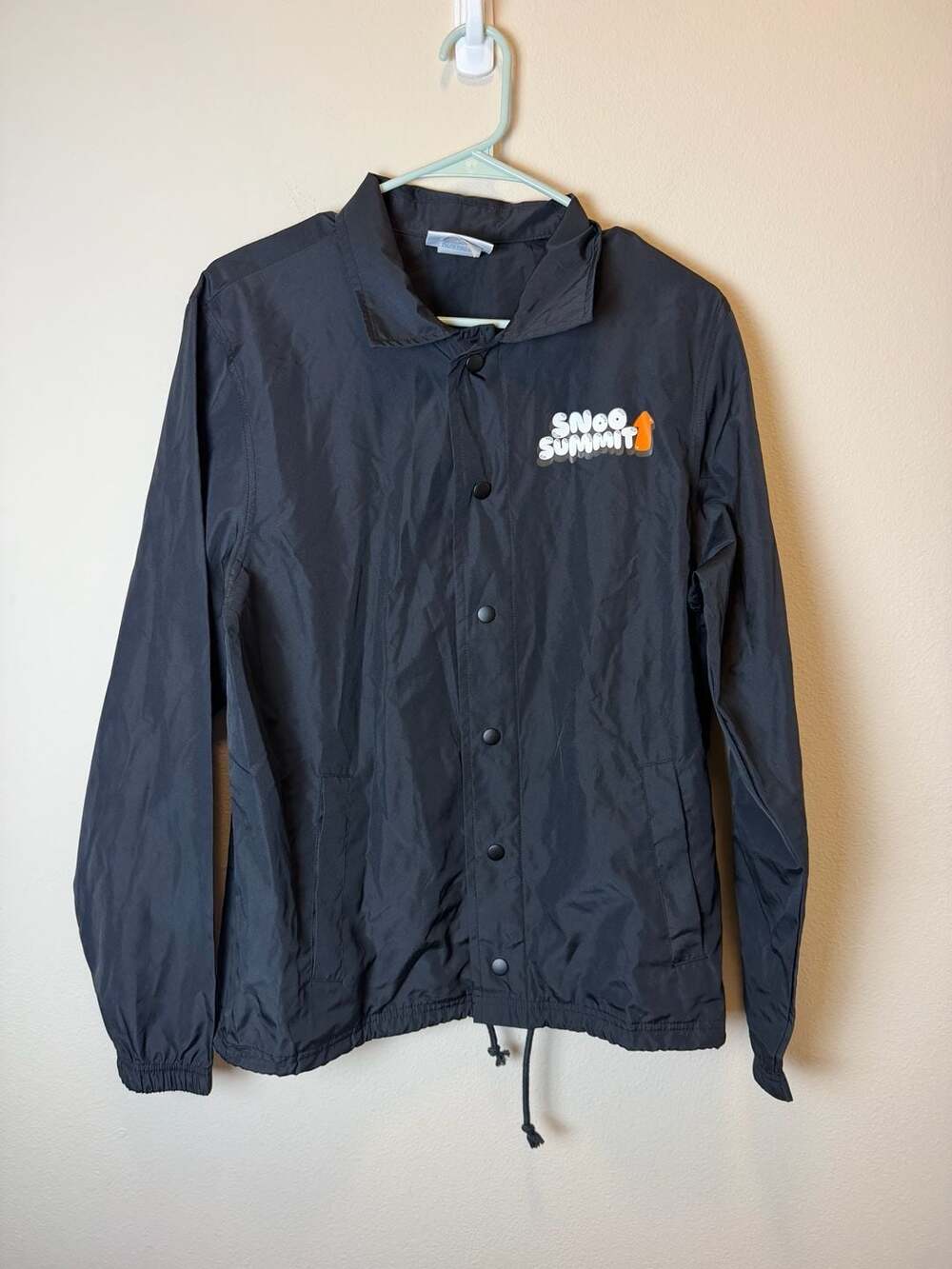 Champion Snoo Summit Outdoors Windbreaker Jacket Mens Small Black Coach Jacket